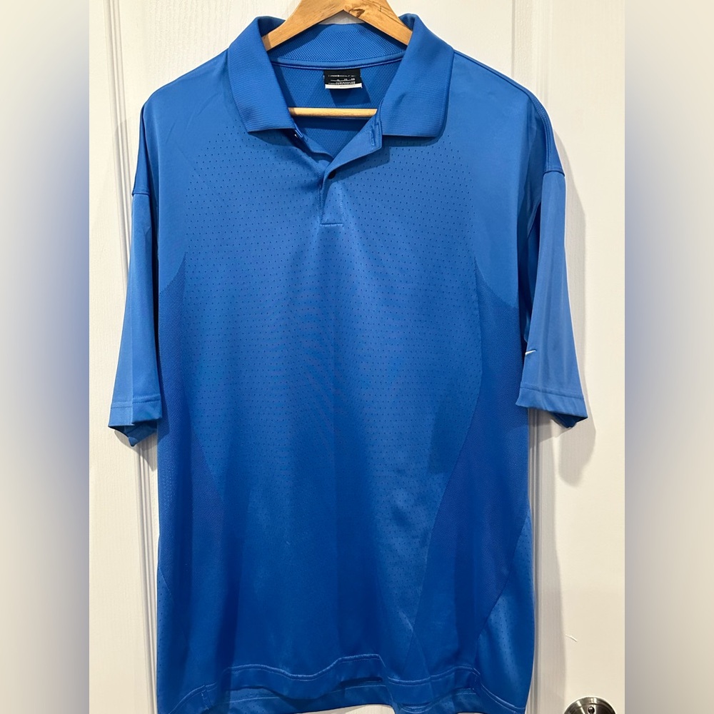 Nike Golf Men's Vibrant Blue Polo Short Sleeve Dry Fit Shirt, Size: XL